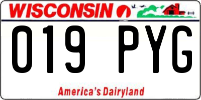 WI license plate 019PYG