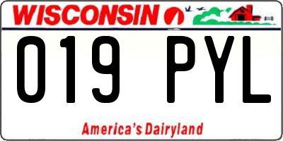 WI license plate 019PYL
