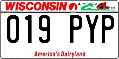 WI license plate 019PYP