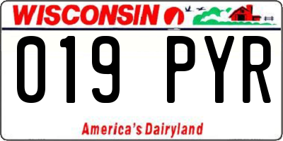 WI license plate 019PYR