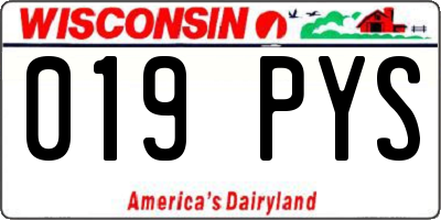 WI license plate 019PYS
