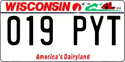 WI license plate 019PYT