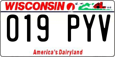 WI license plate 019PYV