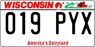 WI license plate 019PYX