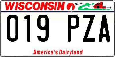 WI license plate 019PZA
