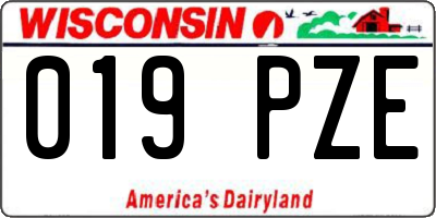 WI license plate 019PZE