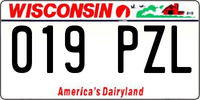 WI license plate 019PZL