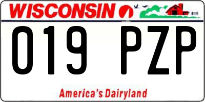 WI license plate 019PZP