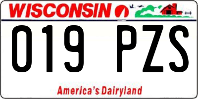 WI license plate 019PZS