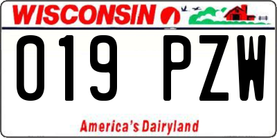 WI license plate 019PZW