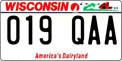 WI license plate 019QAA