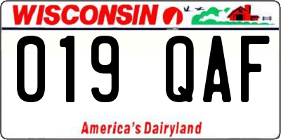 WI license plate 019QAF
