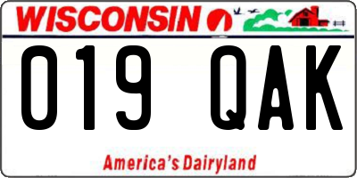 WI license plate 019QAK