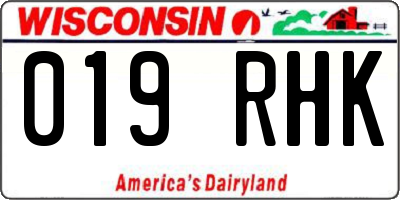 WI license plate 019RHK