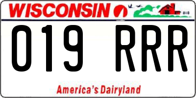 WI license plate 019RRR