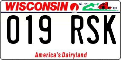 WI license plate 019RSK