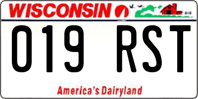 WI license plate 019RST