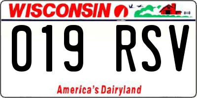 WI license plate 019RSV