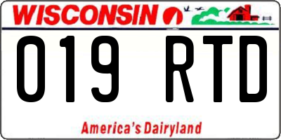 WI license plate 019RTD