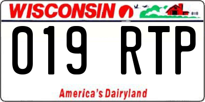WI license plate 019RTP