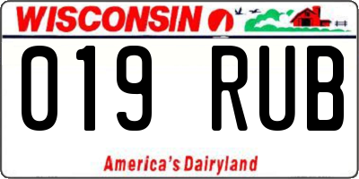 WI license plate 019RUB
