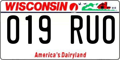 WI license plate 019RUO