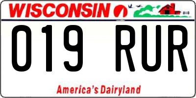 WI license plate 019RUR