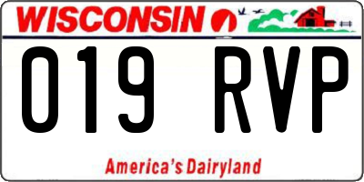 WI license plate 019RVP