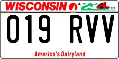 WI license plate 019RVV