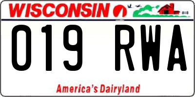 WI license plate 019RWA