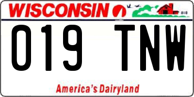 WI license plate 019TNW