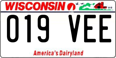 WI license plate 019VEE