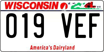 WI license plate 019VEF
