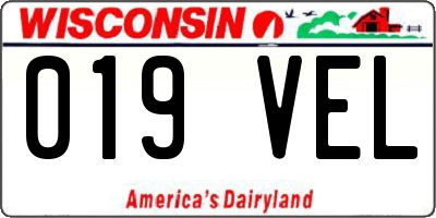 WI license plate 019VEL