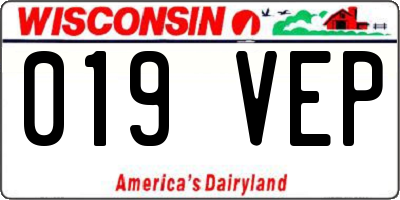 WI license plate 019VEP