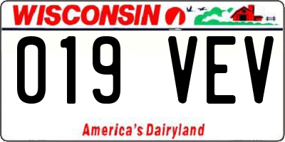 WI license plate 019VEV