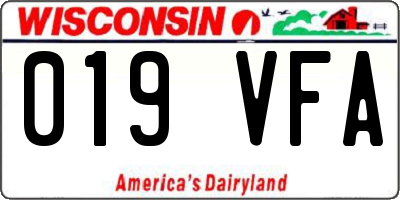 WI license plate 019VFA
