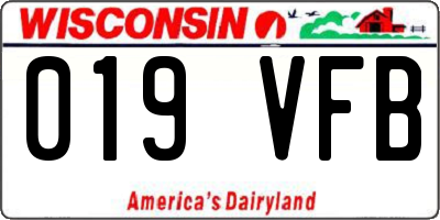 WI license plate 019VFB