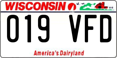 WI license plate 019VFD
