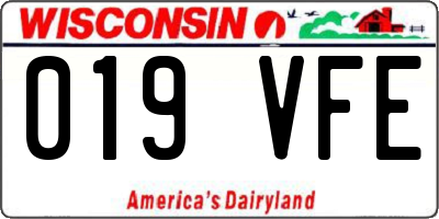 WI license plate 019VFE