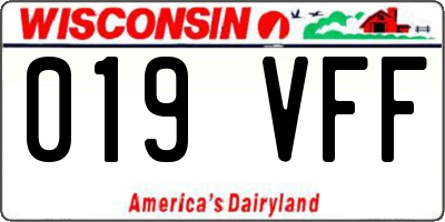 WI license plate 019VFF