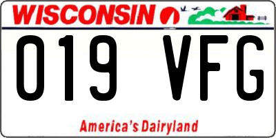 WI license plate 019VFG