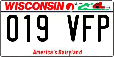 WI license plate 019VFP