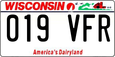 WI license plate 019VFR