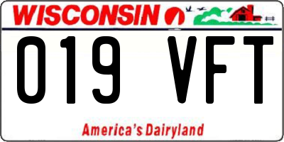 WI license plate 019VFT