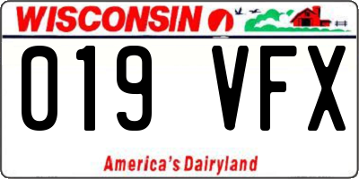 WI license plate 019VFX