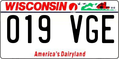 WI license plate 019VGE