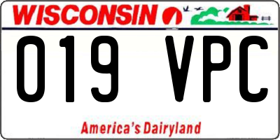 WI license plate 019VPC