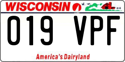 WI license plate 019VPF