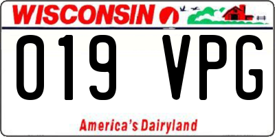 WI license plate 019VPG